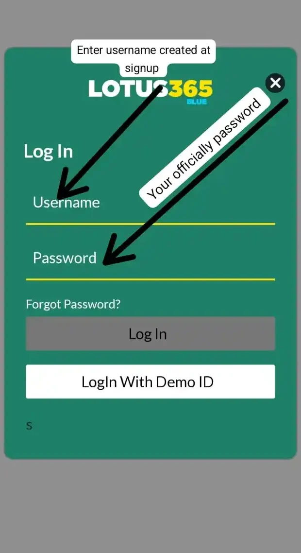 how to log in to lotus365 Log in and enter username and password